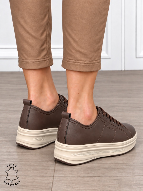Pantofi sport damă din piele naturală cu design casual și talpă confortabilă CRL1893 MARO - Img 2
