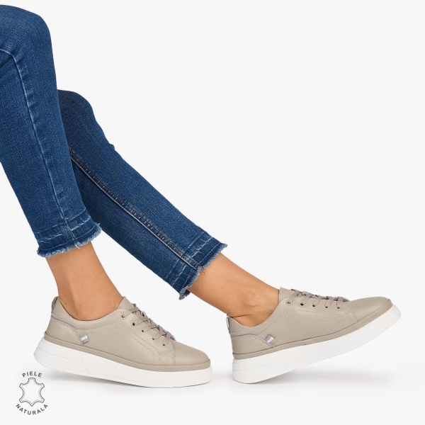 Pantofii casual piele naturala COMOZI CRL1070 CULOARE: GRI - Img 2