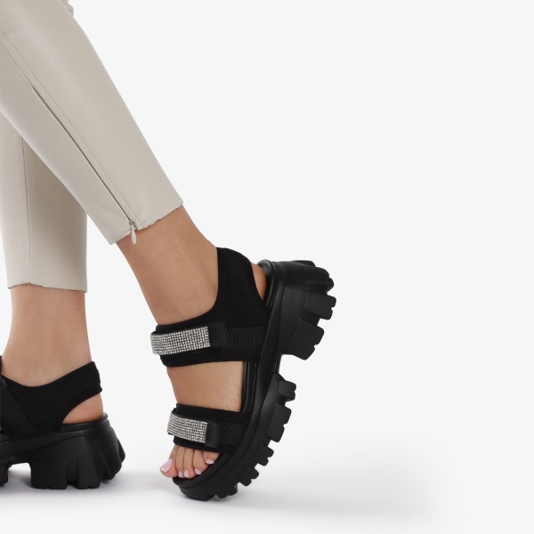 Sandale dama din mataerial Lycra cu talpa inalta si Sclipici CRL0818 - Img 3