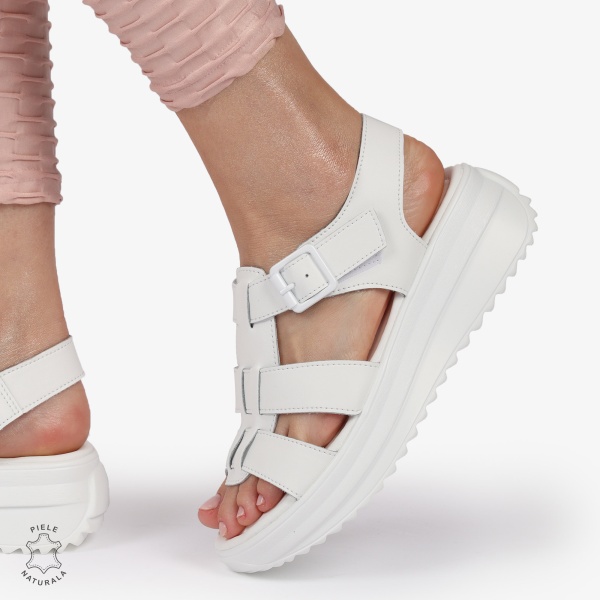 SAndale DAMA DIN PIELE NATURALA CU BARETE CRL1424 ALB - Img 2