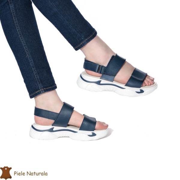 Sandale Dama din Piele naturală cu Platforma CRL0125 BLEUMARIN - Img 2