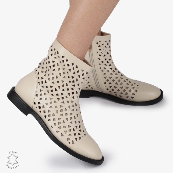 SANDALE dama din Piele Naturala ELEGANTE CU DESIGN UNIC CRL1369 BEJ - Img 4