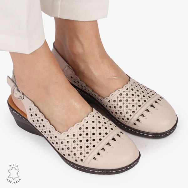 Sandale DAMA DIN PIELE NATURALA SI STIL AJURAT CRL1408 ROZ - Img 3