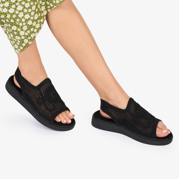 SANDALE dama DIN TEXTIL CU MODEL CRL1017 Culoare: NEGRU - Img 3