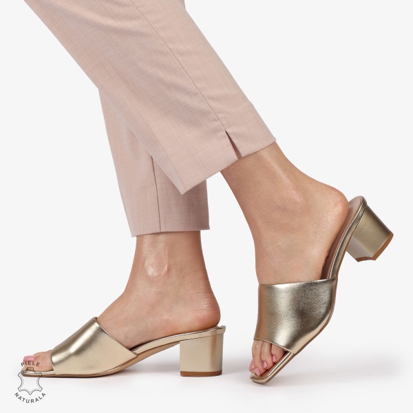 SANDALE ELEGANTE DIN PIELE NATURALA SLIP-ON CRL1392 AURIU - Img 2