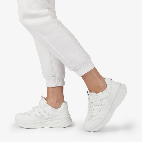 SNEAKERS din PIELE ECOLOGICA SI TEXTIL Multicolor CRL1279 ALB - Img 2