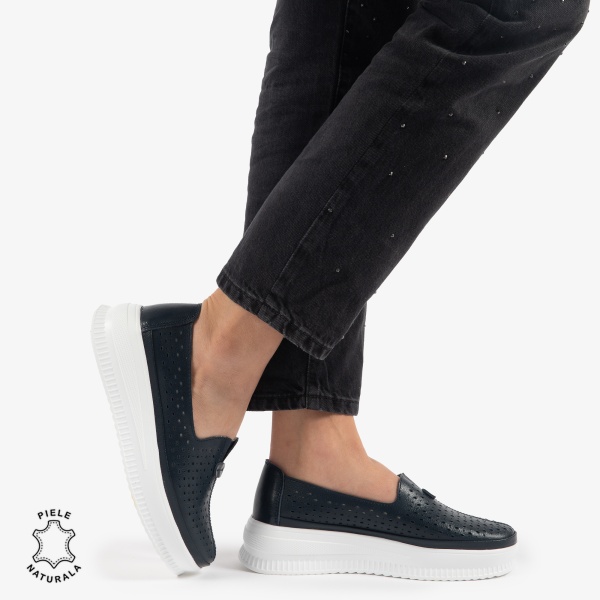 BALERINI dama din Piele Naturala CRL0861 NAVY - Img 3
