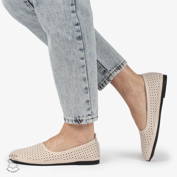 BALERINI dama din Piele naturala PERFORATA SLIP-ON CRL1358 ROZ - Img 2