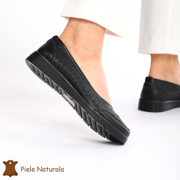 Balerini Dama Piele naturală CRL0026 NEGRU - Img 2
