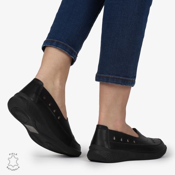 Balerini Dama Piele Naturala Slip-on CRL0074 NEGRU - Img 3