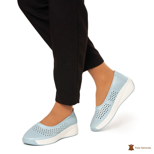 Balerini Dama Piele Naturala Slip-on CRL0076 ALBASTRU - Img 3