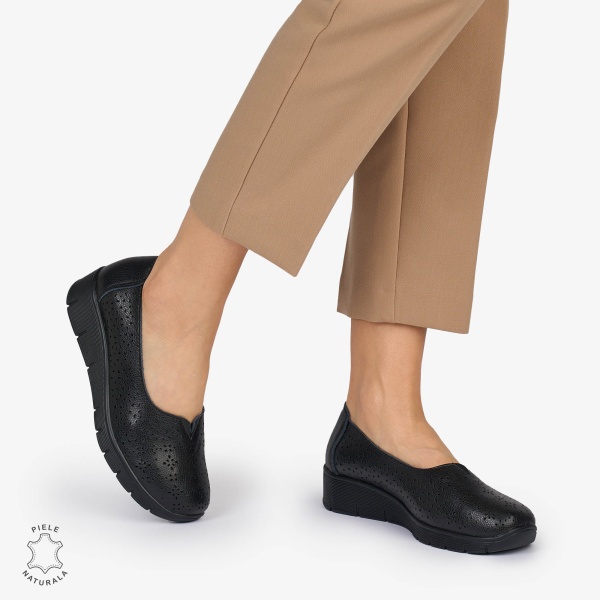 BALERINI din PIELE NATURALA PERFORATA CRL1040 CULOARE: NEGRU - Img 3