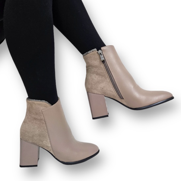 Botine DAMA din PIELE Ecologica cu FERMOAR CRL0925 CULOARE: Khaki - Img 3