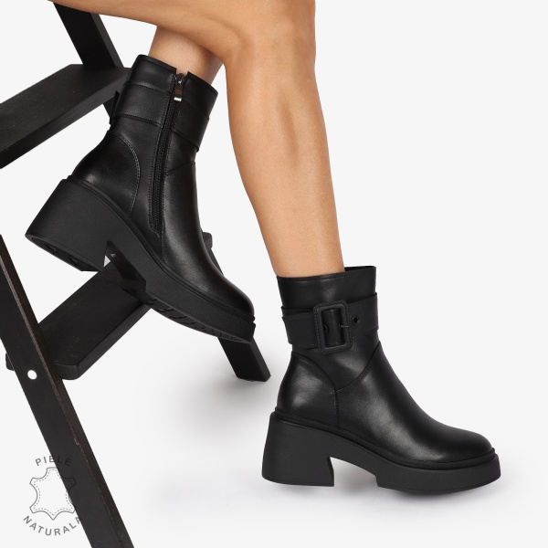 Botine Dama Piele Naturala cu Catarama, Design Modern și Confortabil CRL1242 negru - Img 4