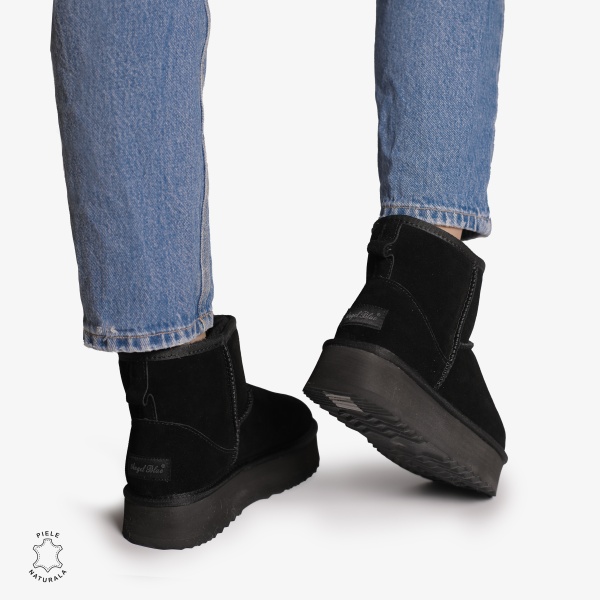 CIZME TIP UG DAMA din PIELE NATURALA INTOARSA CRL0893 CULOARE:NEGRU - Img 3