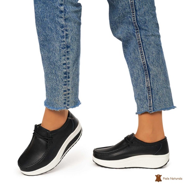 Mocasini dama din Piele Naturala CRL1219 NEGRU - Img 2