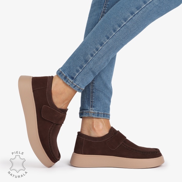 MOCASINI dama din Piele Naturala CU INCHIDERE SCAI CRL1226MARO - Img 2