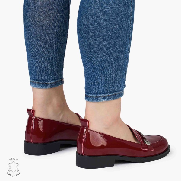 Mocasini dama din Piele Naturala LACUITA CRL0985 BORDO - Img 3