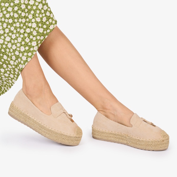 MOCASINI dama Piele ECOLOGICA INTOARSA CU DETALIU AURIU CRL1026 CU ELASTIC Culoare: BEJ - Img 2
