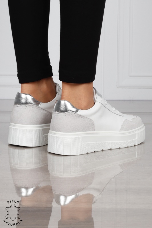 Pantofi Casual DAMA din PIELE Naturala Combinata cu Piele intoarsa CRL1521 - Img 3