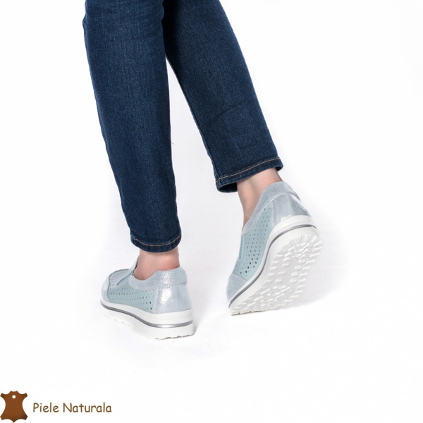 Pantofi Casual dama din Piele naturala CRL0860 ALBASTRU - Img 3