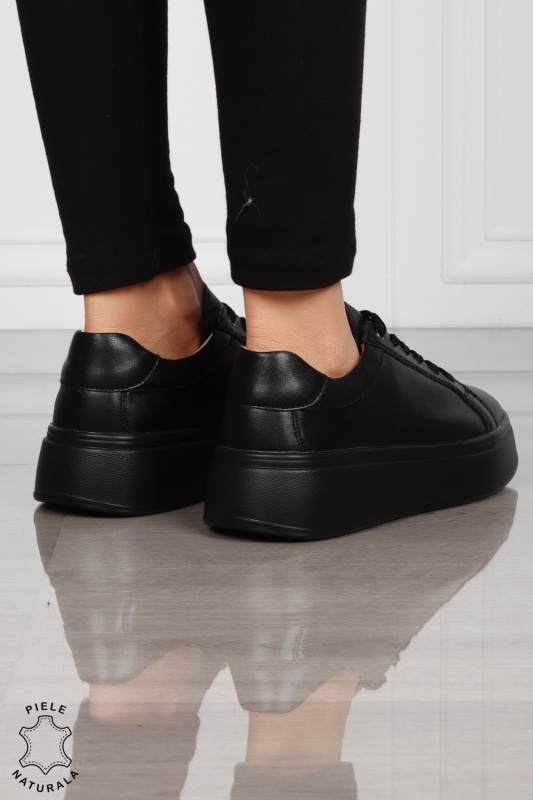 Pantofi Casual DAMA din PIELE Naturala CRL1517 NEGRU - Img 3