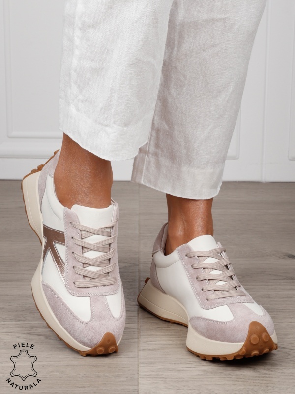 Pantofi Casual dama din Piele Naturala cu model special CRL1551 BEJ - Img 3