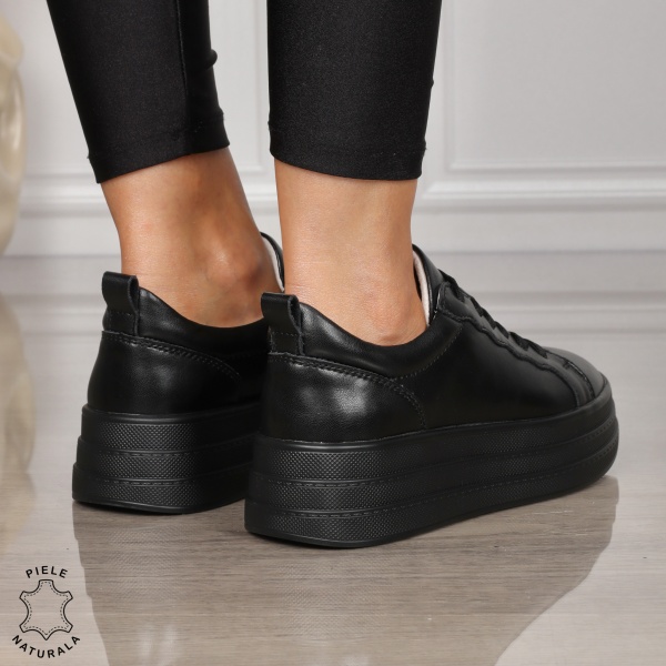 Pantofi CASUAL dama din piele naturala CU SIRET SI TALPA INALTA CRL1454 - Img 3