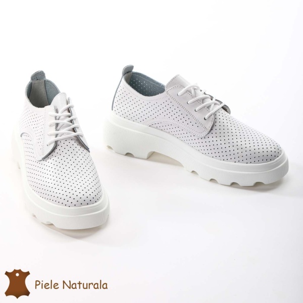 Pantofi Casual Dama Piele naturală CRL0207 ALB - Img 2