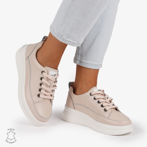 Pantofi casual dama piele naturala CRL0869 ROZ - Img 2