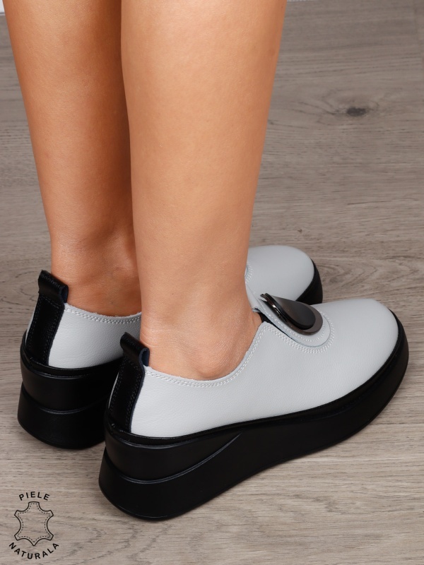 PANTOFI CASUAL Dama Piele Naturala Slip-on cu deatliu in fata CRL1443 GRI - Img 3