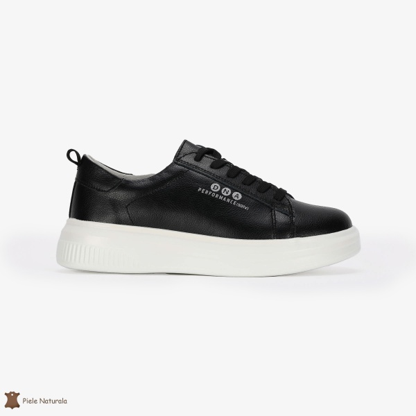 Pantofi Casual de dama din Piele naturala cu talpa groasa CRL0494 Negru - Img 2