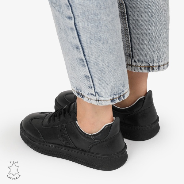 Pantofi CASUAL PIELE NATURALA CU INCHIDERE SIRET CRL1295 NEGRU - Img 3