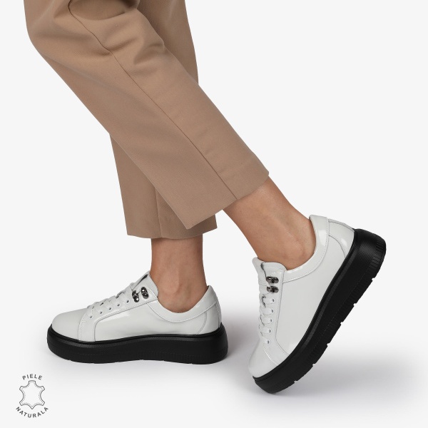Pantofi CASUAL PIELE NATURALA LACUITA CRL1294 ALB - Img 2
