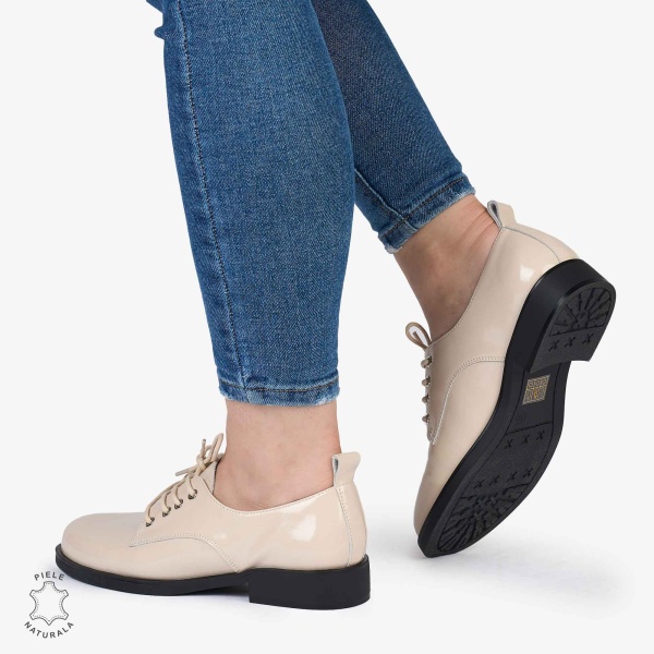 Pantofi dama CASUAL din Piele Naturala LACUITA CRL0984 BEJ - Img 2