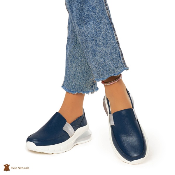 Pantofi Dama Piele Naturala din calitate inalta CRL0083 BLEUMARIN - Img 3