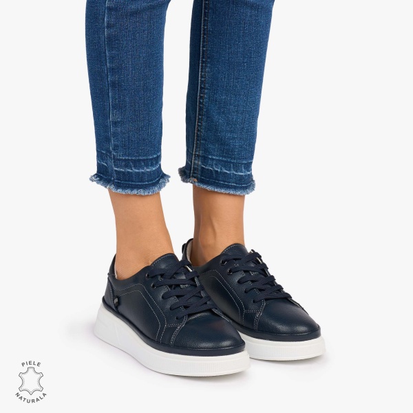 Pantofii casual piele naturala COMOZI CRL1070 CULOARE: NAVY - Img 3