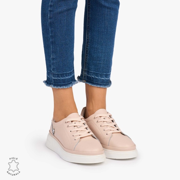 Pantofii casual piele naturala COMOZI CRL1070 CULOARE: ROZ - Img 2
