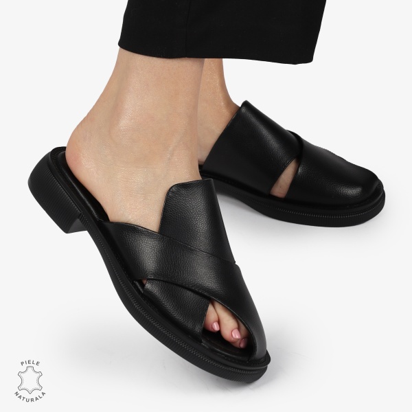 PAPUCI Dama Piele Naturala CRL1374 NEGRU - Img 2