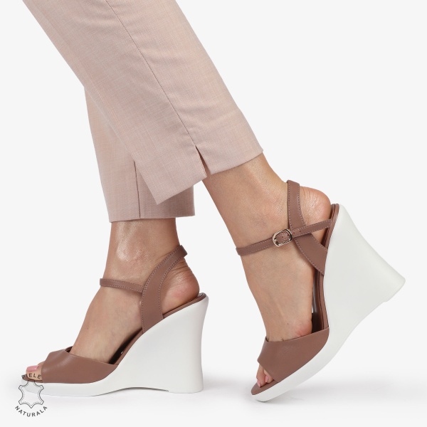SANDALE CU PLATFORMA DIN PIELE NATURALA CRL1389 ROZ - Img 3