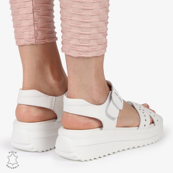 SAndale DAMA DIN PIELE NATURALA CU BARETE INCRUCISATE CRL1423 ALB - Img 3