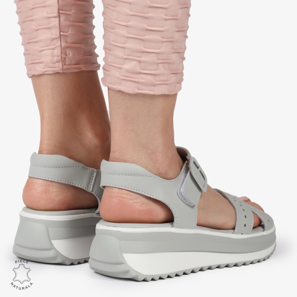 SAndale DAMA DIN PIELE NATURALA CU BARETE INCRUCISATE CRL1423 GRI - Img 4