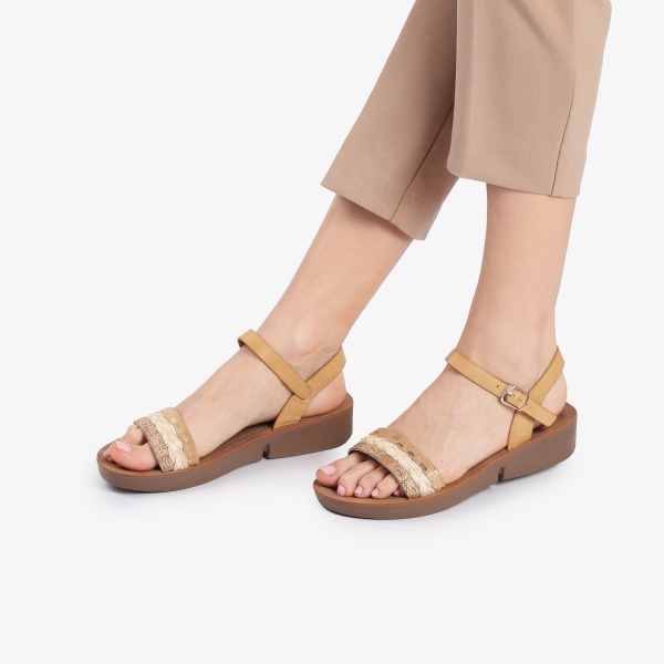 Sandale din Piele Ecologica CRL0160 Bej - Img 2