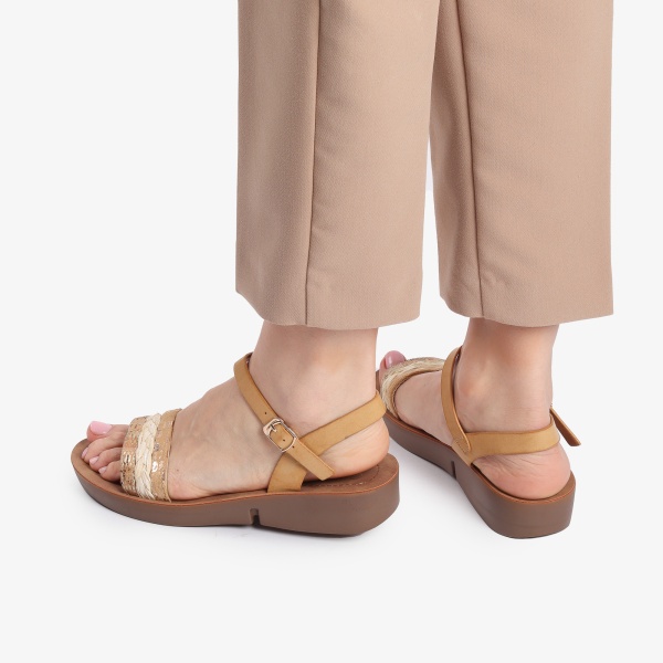Sandale din Piele Ecologica CRL0160 Bej - Img 4