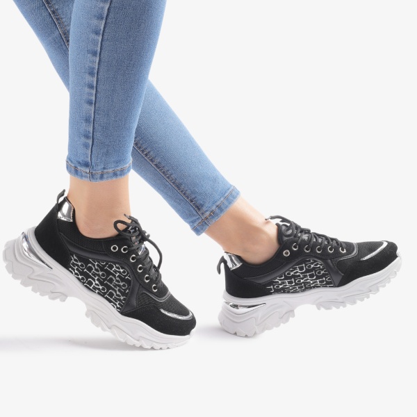 SNEAKERS dama din piele ecologica CRL0707 NEGRU - Img 5