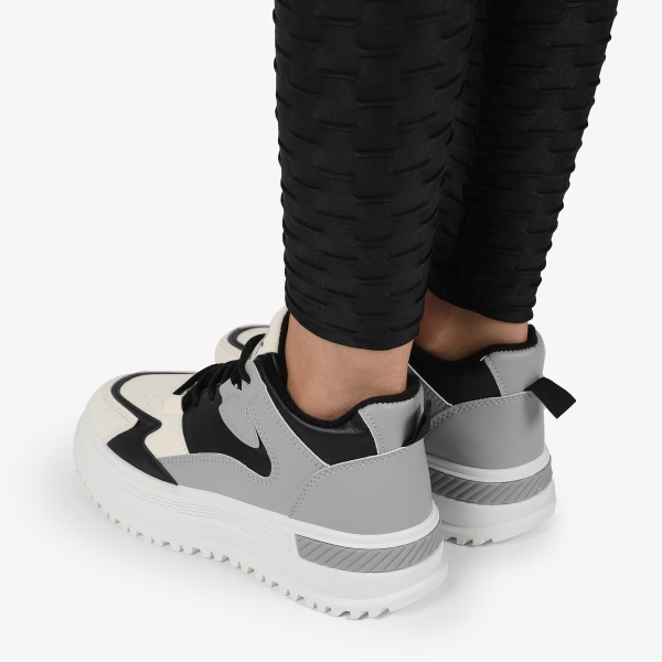 SNEAKERS din PIELE ECOLOGICA SI TEXTIL CRL1282 GRI - Img 3
