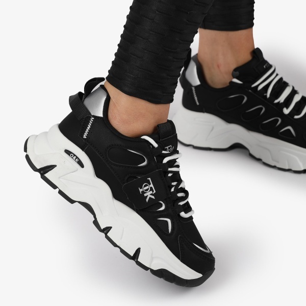 SNEAKERS din PIELE ECOLOGICA SI TEXTIL CRL1515 Negru - Img 2