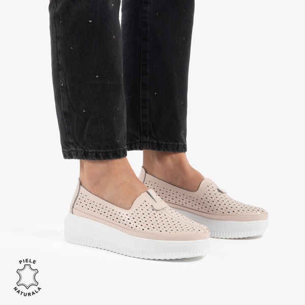 BALERINI dama din Piele Naturala CRL0861 ROZ - Img 2