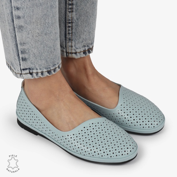 BALERINI dama din Piele naturala PERFORATA SLIP-ON CRL1358 ALBASTRU - Img 2