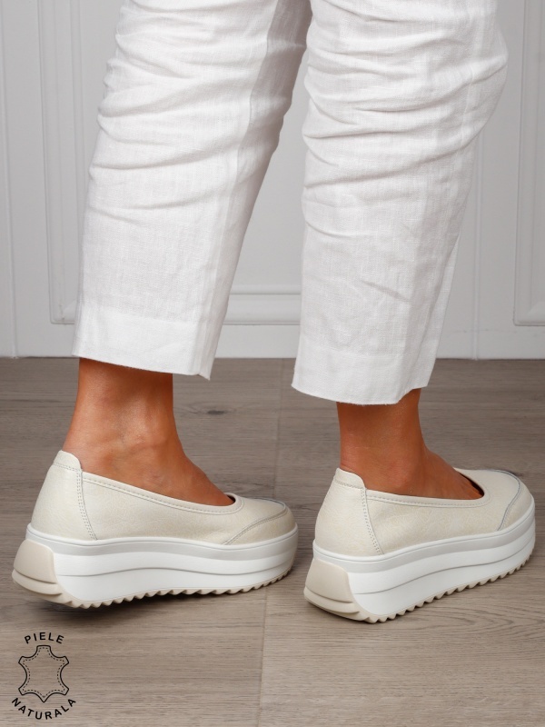 Balerini dama din Piele Naturala slip-on CRL1544 BEJ - Img 4